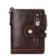 Hummer Paul's first layer cowhide men's genuine leather wallet short multi-card zipper driver's license card bag folding multi-function wallet brown (top layer cowhide)