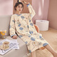 
Manzhizhuang spring and autumn long-sleeved nightgown for women's autumn pajamas cotton autumn and winter new internet celebrity style mid-length home clothing large size LX-16854 M
