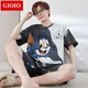 GIOIO男士睡衣夏季薄款棉质短袖短裤套装夏天青年休闲大码可外穿家居服 6623 4XL