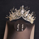 SHIBERMU Crown Crown Tiara Adulto Regalo para adultos de 18 años Accesorios de vestidos de novia atmosféricos de novia de 18 años Cumpleaños de tres piezas Gold (estilo de aguja de oreja)