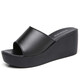 Belle Shangxi porte des pantoufles pour les femmes en été Nouveaux talons en cuir souple sandales à talons hauts légers et chaussures de plage à la mode sandales en cuir féminin noir 36