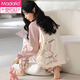 Pajama modal para mujeres en primavera y otoño algodón puro de algodón largo ropa casera de manga larga, juego de ropa casera casual de estilo de princesa dulce de toda la altura, se puede usar fuera de Z28yM753 m recomendado [80-100Jin [Jin equivale a 0.5 kg]]