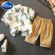 Disney boys summer suit 2025 new Korean style children's handsome clothes trendy boys summer fashionable two-piece set apricot bear 110cm (110cm)