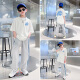 
McTicco boys sports summer suit new summer thin short-sleeved children's day gift set medium-sized children's clothes 9767 black + 5725 gradient [set] 150cm