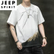 JEEP SPIRIT summer new cotton short-sleeved T-shirt men's loose casual half-sleeved T-shirt base shirt youth versatile top 829-white M