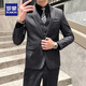 罗蒙西服套装男2025春季新款商务职业正装结婚礼服西服马甲三件套男 一粒黑色 3XL /185(建议155-170斤)