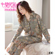Modal [same style for counter] pajamas women's spring and autumn pure cotton long sleeve cotton large size new thin home clothing set 9906 (160/M size) recommended to wear weight 80-100 Jin [Jin equals 0.5 kg]