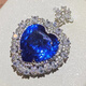 Extravagant and extravagant heart-shaped sapphire and tanzanite pendant, clean and flawless to the naked eye, 925 silver plated with 18K gold, extra-large heart-shaped sapphire and tanzanite pendant.