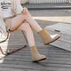 Xili Internet celebrity fashion rain boots for women new mid-tube waterproof shoes plus velvet non-slip soft sole rain boots for adults lightweight rubber shoes Khaki 38 37-38 size