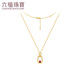 Lukfook Jewelry 18K Gold Geometric Ruby and Diamond Necklace for Women cMDSKN0063Y Total Weight 2.25 Grams