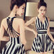 XMXT swimsuit ladies 2023 new one-piece dress style fashion conservative Korean style slimming and hiding sexy hot spring swimsuit 13603 blue 2XL (recommended 128-150Jin [Jin equals 0.5 kg])