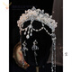 Fang Jinxiang crown tiara bride's handmade pearl tassel forehead ornament eyebrow center pendant main yarn shape wedding dress photo studio crown + ear clip