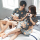Shi jingya pareja pijamas mujeres verano algodón puro delgada delgada ropa de manga corta verano estilo de moda coreana traje para hombres cxh 12014 cuello redondo pareja 2xl - estilo femenino estilo