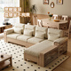 
Big Ye and Maple Solid Wood Sofa Nordic Style Ash Wood Sofa Large Apartment Sofa Living Room 2025 New Log Style Sofa Four-person Seat + Imperial Couch Log Color