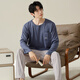 Langsha Pajamas Мужчины на 100% чистое хлопковое с длинным рукавом мужская домашняя одежда осень и зима удобная хлопковая пижама пижамы и брюки.