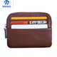 
MZXM German imported quality blue leather men's genuine leather mini wallet small coin clip women's card bag zipper business card dark brown