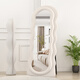 Youruoqi Dressing Mirror Doppelte weiche Beutel bodeneingesteuertes Mirror Ganzkörper Spiegel Internet Promi Cream Style Home Wall-montiertes Schlafzimmeranpassungsspiegel Off-White 160*60 Bracket + Wandmontierte