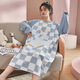 
Manzhizhuang spring and autumn long-sleeved nightgown for women's autumn pajamas cotton autumn and winter new internet celebrity style mid-length home clothing large size LX-16854 M