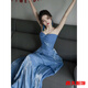 Meianjia new Chinese dressing gown female bride engagement dress toast dress niche light wedding dress banquet tube top dress blue dress M 165