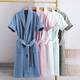 bebedog pure cotton waffle bathrobe medium-length yukata for women in spring, summer and autumn short-sleeved men's pajamas lapel couples home clothes white (for both men and women) L [170-180CM, 130-180Jin[Jin equals 0.5 kg]]