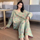 Jiuhongfei Fat MM Pajamas para mujeres en primavera y otoño gran tamaño puro algodón retro de algodón de algodón floral de algodón de algodón de algodón más grasa más 200 jin [Jin es igual a 0.5 kg] YZ16802 5XL (180-240 Jin [Jin equivale a 0.5 kg])