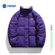 Nasamitoo Down Jacke für Männer und Frauen im Winter nationale Trendkarte Schachbrettständer Kragen Paar Wärme dünner Mantel für Teenager Freizeitkleidung 9215 Tinte Schwarz L.