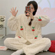 Modal Coral Velvet High-End Winter Cotton Sweet Girl Zweiteiler Pyjamas Herbst- und Winterstil plus Samt verdickte warme Haus 686 Pink Blumentasche Samt L [Empfohlen 100-120 Jin [Jin gleich 0,5 kg]]]