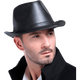 Fadaishan spring and autumn genuine leather hat men's sheepskin jazz hat British big brim gentleman hat winter middle-aged and elderly leather hat trendy hat black 59--60
