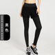 Rianne.He fake two-piece sports tight women's high waist elastic hip lift small feet fitness quick-drying running pocket yoga pants black S recommended 80-95Jin Jin equals 0.5 kg