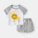 Yiqi baby summer boys short-sleeved suit summer short-sleeved clothes baby boy shorts summer cute baby girl two-piece set summer dress hemp gray 100cm