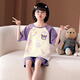 Manidu Summer Children's Kurome Pajamas Thin Cartoon Suit Little Girls Pure Cotton Short-Sleeved Girls Big Children Home Clothes Cotton M6636 Female Double Short 100cm 8 Sizes Recommended 100-105cm