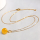 Xiyinfu natural agate bead clavicle chain women's chrysoprase pendant s925 silver chain ethnic style necklace 14mm red agate-gold buckle + chain