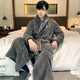 
Langsha pajamas men's autumn and winter flannel thickened lengthy nightgown with velvet warm bathrobe household clothing light gray 3XL