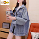 ZHIDOUDOU heavy industry design-sensing denim jacket for women 2025 new spring fashionable internet celebrity versatile lazy style top 829 patch S (suggested 85-110Jin [Jin equals 0.5 kg])