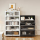 Yushili Haushaltstahl Bücherregal Regal bodensteht Wohnzimmer Schmoren Türstaubdichte mehrschichtiger Aufbewahrungsschrank Regal Kinder Bücherregal Quadrattür Elegant Weiß 5 Tür-1695*1000*350