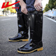 
Huili rain boots men's waterproof shoes non-slip wear-resistant rubber shoes lightweight chef shoes rain boots overshoes 807 black high tube 42