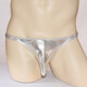 Ye Zimei Men's Glossy Patent Leather Thong Sexy Thin Belt Men's Protruding Tight Low Waist Sexy Underwear Silver One Size