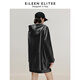 Langzi [Italienisches Design] Neues Winter -Kapuzenkontrastdesign und Temperament Lederjacke für Frauen schwarz xl