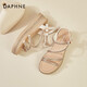 
Daphne wedge sandals for women soft sole comfortable thick sole sponge cake shoes for women fashionable cowhide lightweight and versatile height-enhancing women's shoes 4622303017 Beige 38