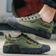 3517 Jiefang shoes men's non-slip and wear-resistant construction site work farmland military training labor insurance shoes low-top canvas breathable deodorant rubber shoes military green 38