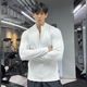 Tangjun American fitness clothes men's sports long-sleeved cycling jacket quick-drying slim stretch running training zipper cardigan gray 2XL size recommended 160-180 Jin Jin equals 0.5 kg