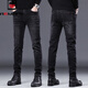AEMAPE American Apple's new autumn and winter plus velvet jeans for men's slim feet thickened warm and cotton casual long trousers 1048 black- plus velvet XXS 33