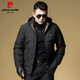Pierre Cardin jacket men's autumn and winter new quilted thickened top loose sports casual hooded jacket for men Beston 9711 blue quilted 180/XL