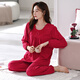 
Quguo (QUGUO) [Lycra Cotton] Women's pajamas spring and autumn elastic cotton autumn long-sleeved women's pullover autumn and winter home clothing set 682 crimson L [recommended 100-120 Jin [Jin equals 0.5 kg]]