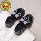 G.duck Little Yellow Duck Girls' Small Leather Shoes Spring and Autumn Fashion Bow Black Little Girls Black British Style Performance Shoes Casual HDL-Black 820 (Leather) Size 37 Inner Length 23.5cm