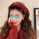 Jieyi pleated wool wide version high skull headband women's autumn and winter red headwear new style for going out versatile face-showing small headband 1 burgundy wool headband