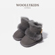 Woolykids baby genuine leather children's shoes snow boots for boys and girls, fur integrated non-slip toddler shoes, koala gray, size 22, size XL/suitable for feet 12.6cm long