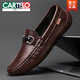 CARTELO crocodile (CARTELO) men's 2025 new leather spring and autumn men's shoes breathable hollow soft sole one foot drive casual leather shoes trend black hollow 9905 42 [Standard size of leather shoes]