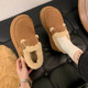 
Thick-soled Birkenstock shoes for women in autumn and winter new velvet warm snow boots for women versatile Maillard sporting cotton shoes for women, maroon 37 (recommended to take a size smaller)