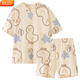 
REJIP pajamas ladies 2024 new short-sleeved shorts summer cute internet celebrity style home clothing summer suit can be worn outside Q6627 2XL [recommended 140-160Jin [Jin equals 0.5 kg]]